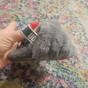 UGG Charcoal Fluffy Slide Sandals